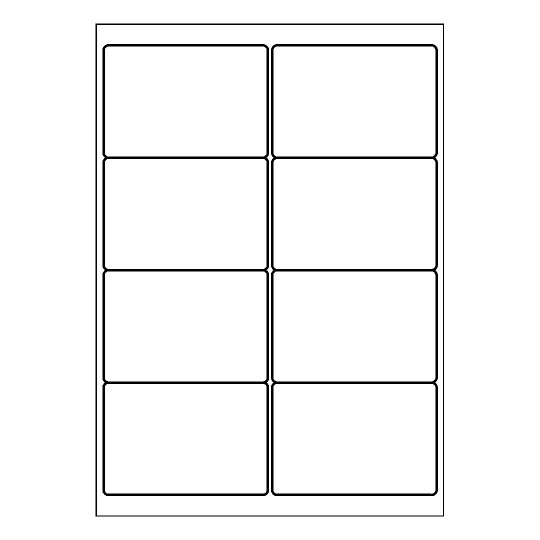 Hoja blanca con 8 etiquetas adhesivas rectangulares de 99x68mm
