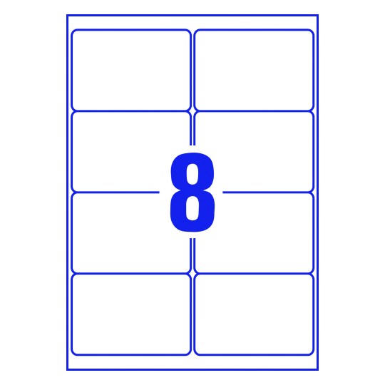 Hoja blanca con 8 etiquetas rectangulares 105x74mm