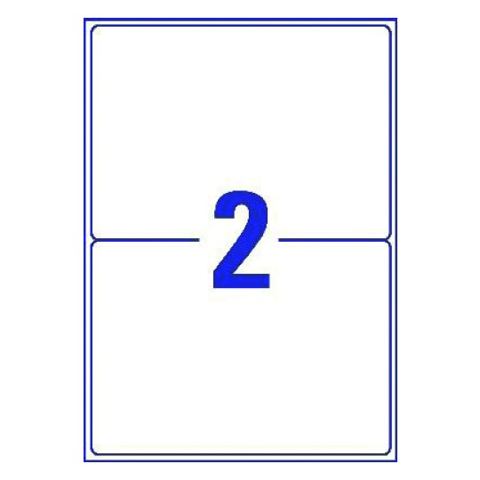 Hoja blanca con 2 etiquetas rectangulares 210x148mm