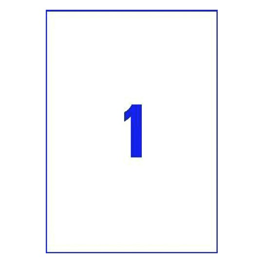 Hoja blanca con 1 etiqueta rectangular 210x297mm