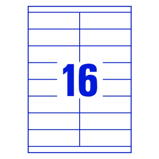 Hoja blanca con 16 etiquetas rectangulares 52x74mm