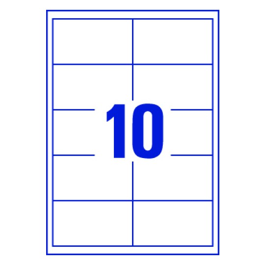 Hoja blanca con 10 etiquetas adhesivas rectangulares