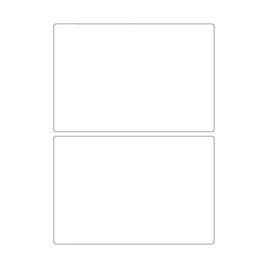 Hoja blanca, con 2 etiquetas adhesivas rectangulares