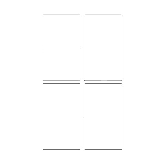 Hoja blanca con 4 etiquetas adhesivas rectangulares