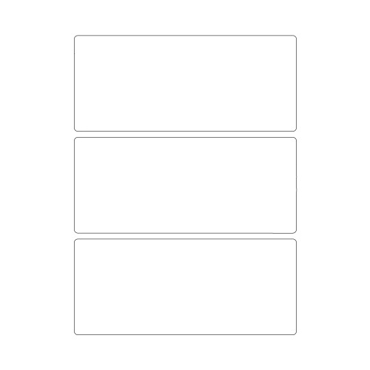 Hoja blanca con 3 etiquetas adhesivas rectangulares 37x67
