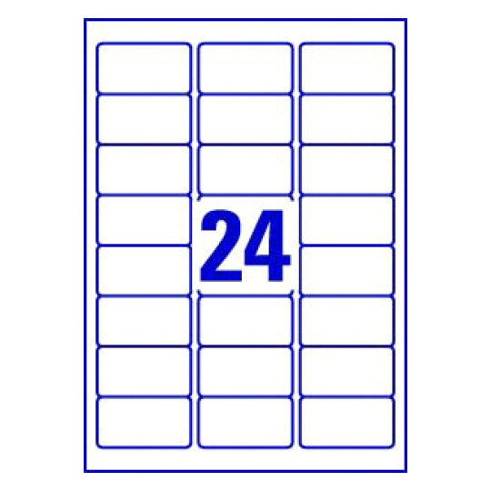 Hoja blanca con 24 etiquetas adhesivas rectangulares