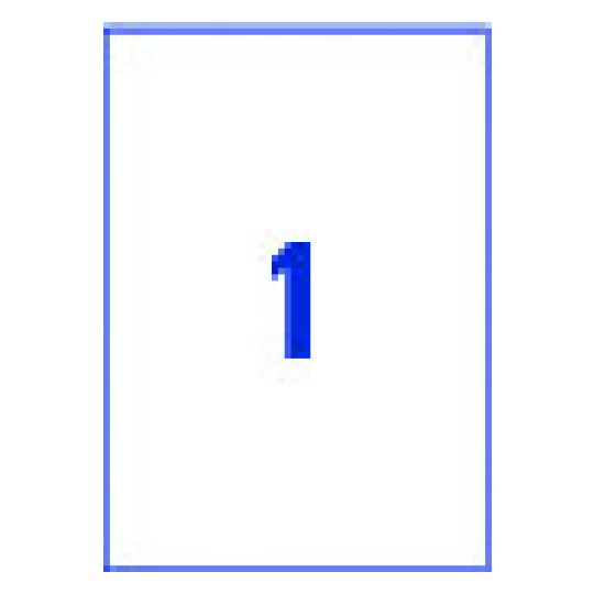 Hoja blanca con 1 etiqueta adhesiva rectangular