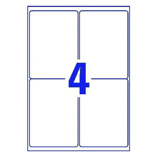 Hoja blanca con 4 etiquetas adhesivas rectangulares