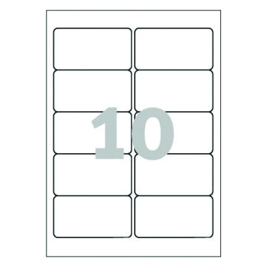 hoja blanca con 10 etiquetas adhesivas rectangulares