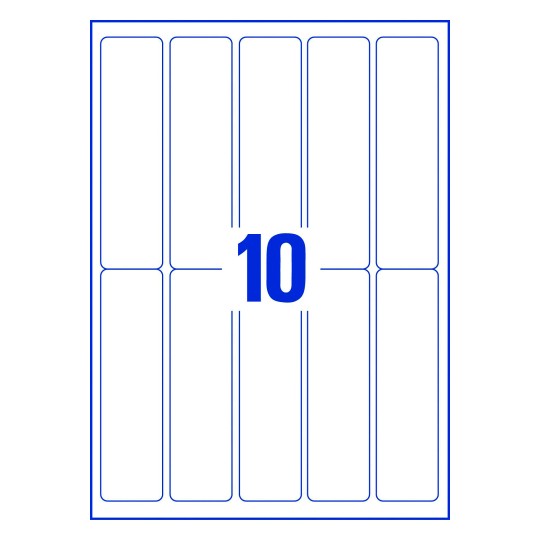 hoja blanca con 10 etiquetas adhesivas rectangulares