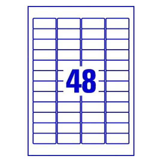 Hoja blanca con 48 etiquetas rectangulares 45x21mm