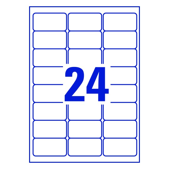 Hoja blanca con 24 etiquetas rectangulares 63x33mm