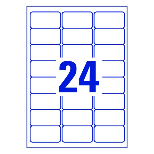 Hoja blanca con 24 etiquetas rectangulares 63x33mm