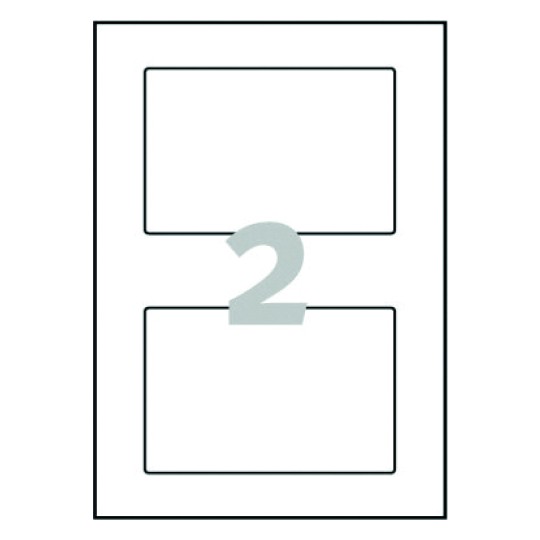 Hoja blanca con 2 etiquetas adhesivas rectangulares