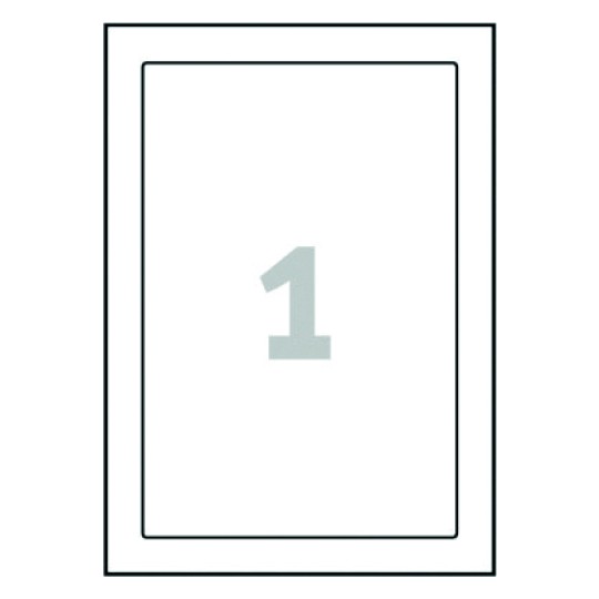 Hoja blanca con 1 etiquetas adhesivas rectangulares