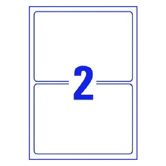 Hoja blanca con 2 etiquetas adhesivas rectangulares