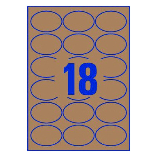 Hoja dorada con 18 etiquetas adhesivas ovaladas