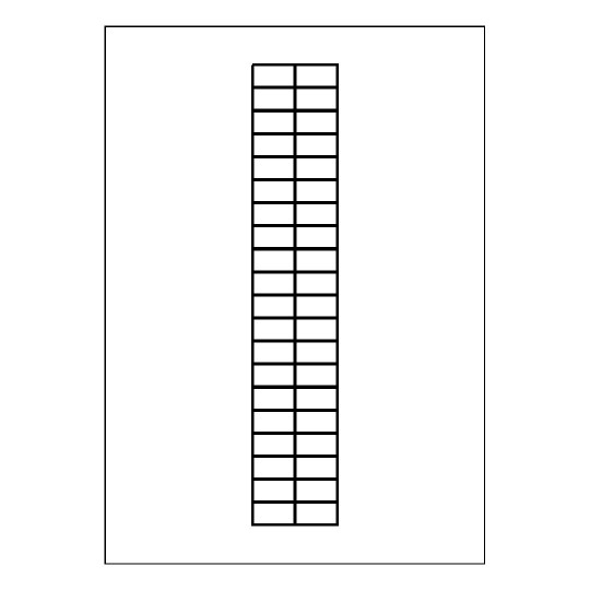 hoja blanca con 40 etiquetas adhesivas rectangulares.