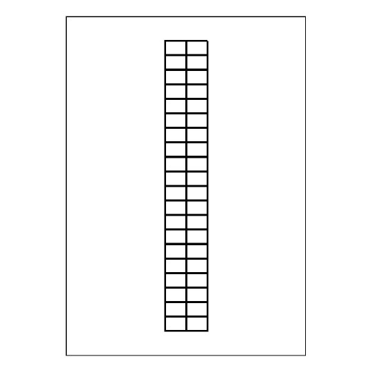 hoja blanca con 40 etiquetas adhesivas rectangulares