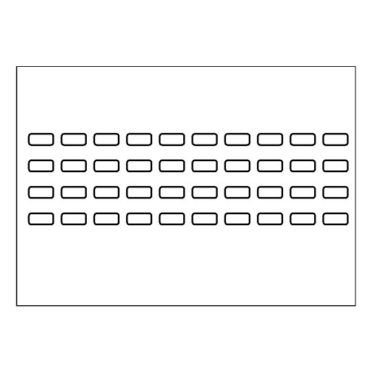 Hoja blanca con 40 etiquetas adhesivas rectangulares