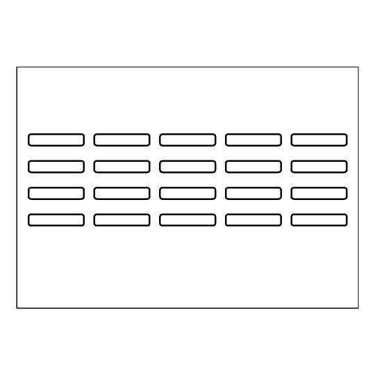 Hoja blanca con 15 etiquetas adhesivas rectangulares
