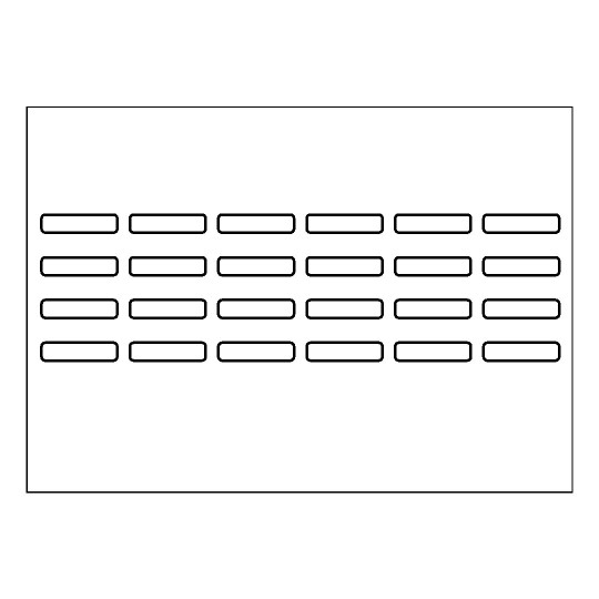 Hoja blanca con 18 etiquetas adhesivas rectangulares