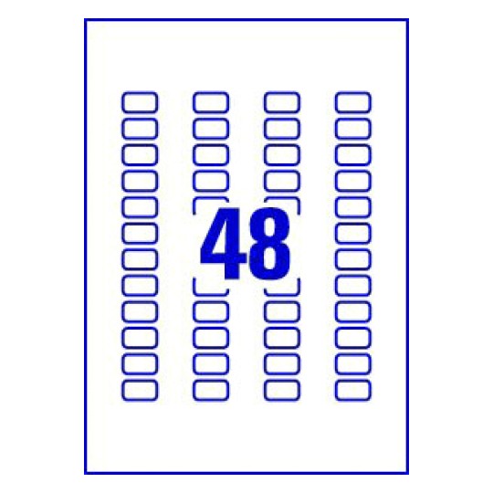 Hoja blanca con 48 etiquetas rectangulares 22x12mm