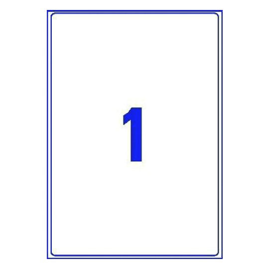Hoja blanca con 1 etiquetas rectangulares 210x297mm