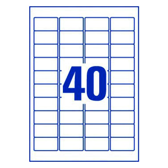 Hoja blanca con 40 etiquetas rectangulares 45x25mm