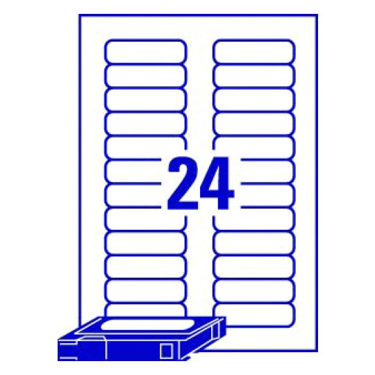 Hoja blanca con 24 etiquetas adhesivas rectangulares
