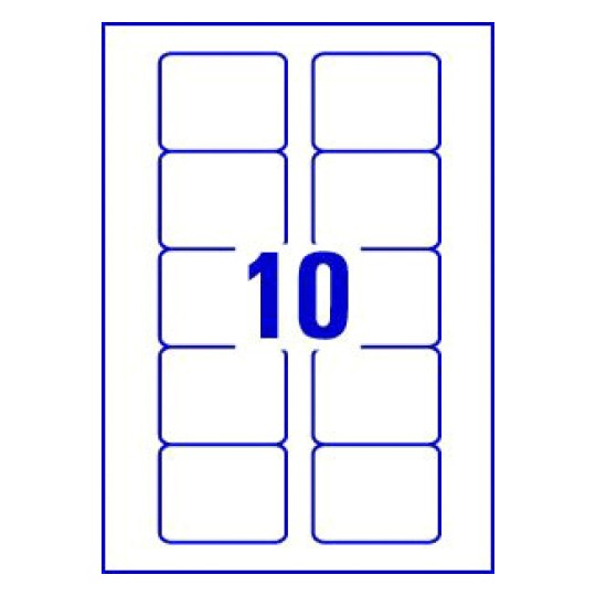 Hoja blanca con 10 etiquetas adhesivas rectangulares