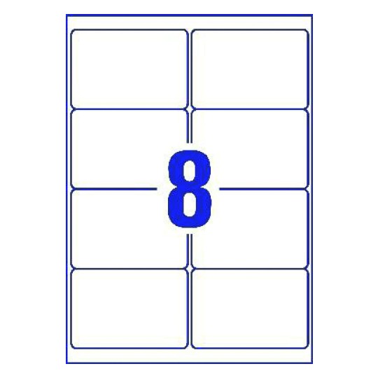 Hoja blanca con 8 etiquetas adhesivas rectangulares