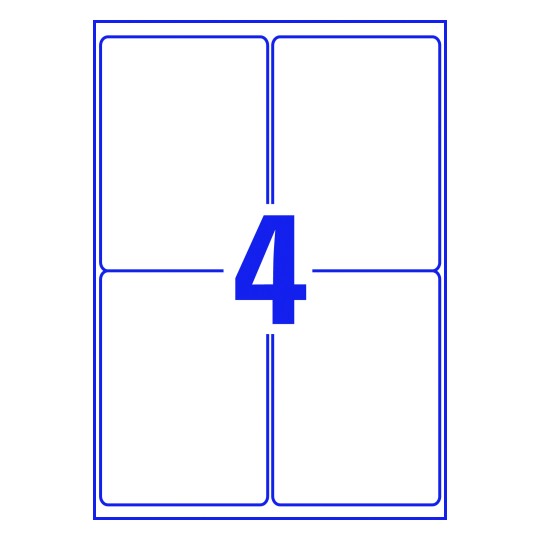 Hoja blanca con 4 etiquetas adhesivas rectangulares
