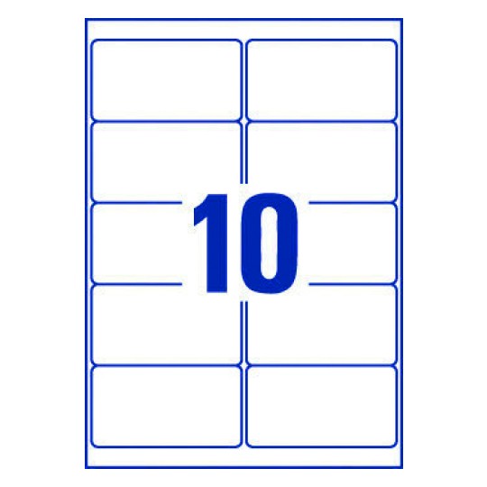 Hoja blanca con 10 etiquetas rectangulares 96x50mm