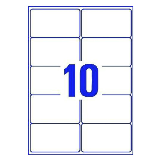 Hoja blanca con 10 etiquetas rectangulares 99x57mm