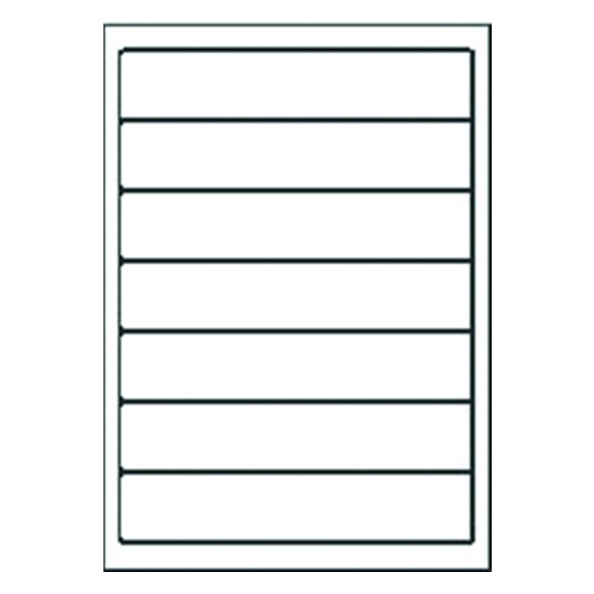Hoja blanca con 7 etiquetas adhesivas rectangulares