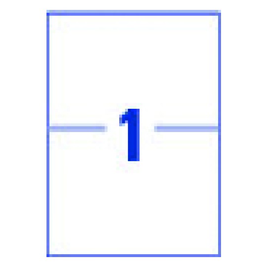 Hoja blanca con 1 etiquetas adhesivas rectangulares