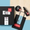 cajas y bolsas negras de cosméticos para hombre con etiquetas adhesivas personalizadas