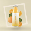 Botella con etiqueta cuadrada personalizada para zumo de naranja