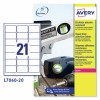 Etiquetas en poliéster blanco permanente L7060-20 Contenido: 420 Etiquetas / 20 Hoja