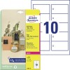 Etiquetas colgantes resistentes T3001-10 Contenido: 100 Tarjetas / 10 Hojas